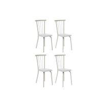 Cadeira Sala de Jantar 154 Aço Kit 4 Uni Prata/Courano Branco - Carraro