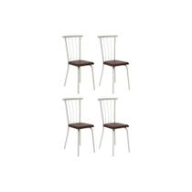 Cadeira Sala de Jantar 154 Aço Kit 4 Uni Prata/Courano Cacau - Carraro