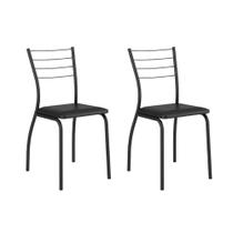 Cadeira Sala de Jantar 1700 Kit 2 Un Preto/Courano Preto - Carraro Cadeira Sala de Jantar 1700 Kit 2 Un Preto/Courano Preto - Carraro