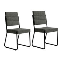 Cadeira Sala de Jantar 1736 Aço Kit 2 Uni Preto/Grafite - Carraro