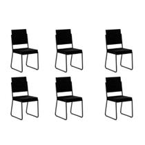 Cadeira Sala de Jantar 1736 Kit 6 Uni Preto/ Courano Preto - Carraro