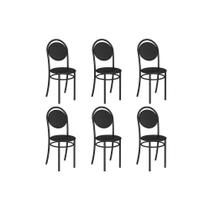 Cadeira Sala de Jantar 190 Aço Kit 6 Uni Preto/Courano Preto - Carraro Cadeira Sala de Jantar 190 Aço Kit 6 Uni Preto/Courano Preto - Carraro