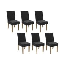 Cadeira Sala de Jantar 2CAD133FR Kit 6 Un Freijo/Suede Preto A038 - Kappesberg