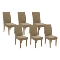 Cadeira Sala de Jantar 2CAD142FR Kit 6 Un Freijo/Suede Bege A036 - Kappesberg