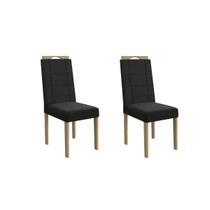 Cadeira Sala de Jantar 2CAD150EA Kit 2 Un Eucalipto/Veludo Preto A038 - Kappesberg Cadeira Sala de Jantar 2CAD150EA Kit 2 Un Eucalipto/Veludo Preto A038 - Kappesberg