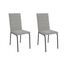 Cadeira Sala de Jantar Amsterdã 2C091 Aço Kit 2 Un Preto/Boucle Cinza - Kappesberg