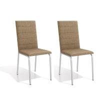 Cadeira Sala de Jantar Amsterdã 2C091 Kit 2 Un Cromado/Linho Capuccino - Kappesberg