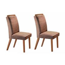 Cadeira Sala de Jantar Athenas Madeira Kit 2 Un Capuccino/Animale Chocolate - Rufato