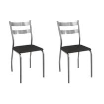 Cadeira Sala de Jantar Bali 2C141CR Aço Kit 2 Un Cromado/ano Preto - Kappesberg