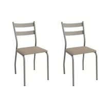 Cadeira Sala de Jantar Bali 2C141NK Aço Kit 2 Un Niquel/Linho Bege Fendi - Kappesberg