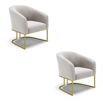 Cadeira Sala De Jantar Base Industrial Dourado Kit 2 Stella Veludo D03 - D'rossi Cor Cinza Cadeira Sala De Jantar Base Industrial Dourado Kit 2 Stella Veludo D03 - D'rossi Cor Cinza