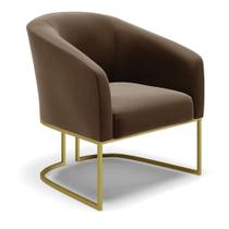 Cadeira Sala De Jantar Base Industrial Dourado Stella Suede D03 - D'rossi Cor Marrom Cadeira Sala De Jantar Base Industrial Dourado Stella Suede D03 - D'rossi Cor Marrom