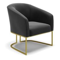 Cadeira Sala De Jantar Base Industrial Dourado Stella Suede D03 - D'rossi Cor Preto Cadeira Sala De Jantar Base Industrial Dourado Stella Suede D03 - D'rossi Cor Preto