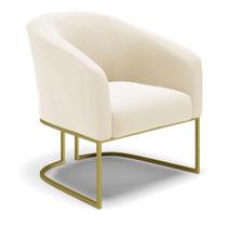 Cadeira Sala De Jantar Base Industrial Dourado Stella Veludo D03 - D'rossi Cor Bege Cadeira Sala De Jantar Base Industrial Dourado Stella Veludo D03 - D'rossi Cor Bege