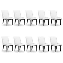 Cadeira Sala de Jantar Base Madeira Preto kit 10 Sofia Sintético Branco D03 - D'Rossi