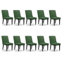 Cadeira Sala De Jantar Base Madeira Preto Kit 10 Sofia Suede Verde D03 - D'rossi Cadeira Sala De Jantar Base Madeira Preto Kit 10 Sofia Suede Verde D03 - D'rossi