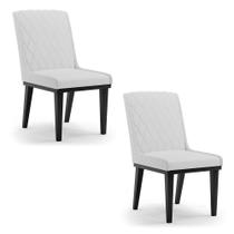 Cadeira Sala De Jantar Base Madeira Preto Kit 2 Sofia Linho Cinza A05 D03 - D'rossi