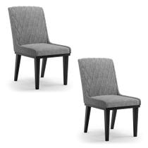 Cadeira Sala de Jantar Base Madeira Preto Kit 2 Sofia Linho