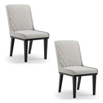 Cadeira Sala de Jantar Base Madeira Preto kit 2 Sofia Veludo Cinza D03 - D'Rossi