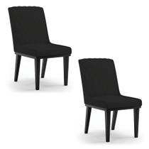 Cadeira Sala De Jantar Base Madeira Preto Kit 2 Sofia Veludo Preto D03 - D'rossi