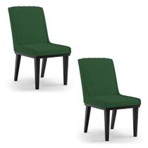 Cadeira Sala de Jantar Base Madeira Preto kit 2 Sofia Veludo Verde D03 - D'Rossi
