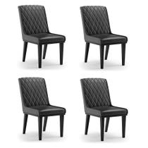 Cadeira Sala de Jantar Base Madeira Preto kit 4 Sofia Sintético PU D03 - D'Rossi Cadeira Sala de Jantar Base Madeira Preto kit 4 Sofia Sintético PU D03 - D'Rossi
