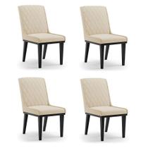 Cadeira Sala De Jantar Base Madeira Preto Kit 4 Sofia Suede Bege D03 - D'rossi Cadeira Sala De Jantar Base Madeira Preto Kit 4 Sofia Suede Bege D03 - D'rossi