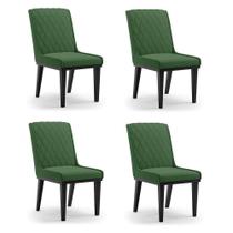 Cadeira Sala De Jantar Base Madeira Preto Kit 4 Sofia Suede Verde D03 - D'rossi