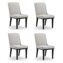 Cadeira Sala de Jantar Base Madeira Preto kit 4 Sofia Veludo Cinza D03 - D'Rossi