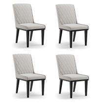 Cadeira Sala De Jantar Base Madeira Preto Kit 4 Sofia Veludo Cinza D03 - D'rossi