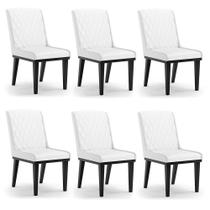 Cadeira Sala De Jantar Base Madeira Preto Kit 6 Sofia Sintético Branco D03 - D'rossi Cadeira Sala De Jantar Base Madeira Preto Kit 6 Sofia Sintético Branco D03 - D'rossi