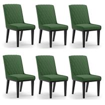 Cadeira Sala De Jantar Base Madeira Preto Kit 6 Sofia Suede Verde D03 - D'rossi Cadeira Sala De Jantar Base Madeira Preto Kit 6 Sofia Suede Verde D03 - D'rossi