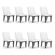 Cadeira Sala De Jantar Base Madeira Preto Kit 8 Sofia Sintético Branco D03 - D'rossi Cadeira Sala De Jantar Base Madeira Preto Kit 8 Sofia Sintético Branco D03 - D'rossi
