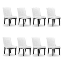 Cadeira Sala De Jantar Base Madeira Preto Kit 8 Sofia Sintético Pu Branco D03 - D'rossi Cadeira Sala De Jantar Base Madeira Preto Kit 8 Sofia Sintético Pu Branco D03 - D'rossi