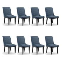 Cadeira Sala De Jantar Base Madeira Preto Kit 8 Sofia Suede Azul Marinho D03 - D'rossi Cadeira Sala De Jantar Base Madeira Preto Kit 8 Sofia Suede Azul Marinho D03 - D'rossi