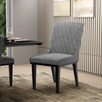 Cadeira Sala de Jantar Base Madeira Preto Sofia Linho Grafite A26 D03 - D'Rossi Cadeira Sala de Jantar Base Madeira Preto Sofia Linho Grafite A26 D03 - D'Rossi