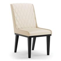 Cadeira Sala De Jantar Base Madeira Preto Sofia Sintético Bege D03 - D'rossi Cadeira Sala De Jantar Base Madeira Preto Sofia Sintético Bege D03 - D'rossi