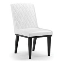 Cadeira Sala De Jantar Base Madeira Preto Sofia Sintético Pu Branco D03 - D'rossi