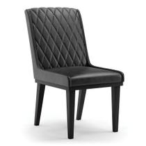 Cadeira Sala De Jantar Base Madeira Preto Sofia Sintético Pu D03 - D'rossi Cor Preto