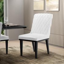 Cadeira Sala de Jantar Base Madeira Preto Sofia Sintético PU D03 - D'Rossi Cadeira Sala de Jantar Base Madeira Preto Sofia Sintético PU D03 - D'Rossi