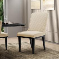 Cadeira Sala de Jantar Base Madeira Preto Sofia Suede Bege D03 - D'Rossi Cadeira Sala de Jantar Base Madeira Preto Sofia Suede Bege D03 - D'Rossi