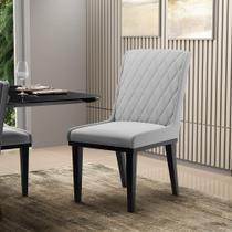 Cadeira Sala de Jantar Base Madeira Preto Sofia Suede Cinza D03 - D'Rossi Cadeira Sala de Jantar Base Madeira Preto Sofia Suede Cinza D03 - D'Rossi