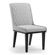 Cadeira Sala De Jantar Base Madeira Preto Sofia Suede Cinza D03 - D'rossi Cadeira Sala De Jantar Base Madeira Preto Sofia Suede Cinza D03 - D'rossi