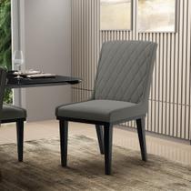 Cadeira Sala de Jantar Base Madeira Preto Sofia Suede Grafite D03 - D'Rossi Cadeira Sala de Jantar Base Madeira Preto Sofia Suede Grafite D03 - D'Rossi