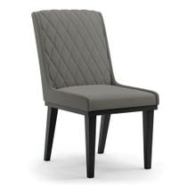 Cadeira Sala De Jantar Base Madeira Preto Sofia Suede Grafite D03 - D'rossi