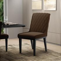Cadeira Sala de Jantar Base Madeira Preto Sofia Suede Marrom D03 - D'Rossi Cadeira Sala de Jantar Base Madeira Preto Sofia Suede Marrom D03 - D'Rossi
