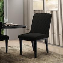 Cadeira Sala de Jantar Base Madeira Preto Sofia Suede Preto D03 - D'Rossi Cadeira Sala de Jantar Base Madeira Preto Sofia Suede Preto D03 - D'Rossi