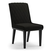 Cadeira Sala de Jantar Base Madeira Preto Sofia Suede Preto D03 - D'Rossi
