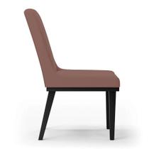 Cadeira Sala De Jantar Base Madeira Preto Sofia Veludo D03 - D'rossi Cor Rose