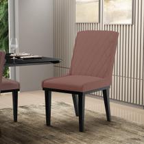 Cadeira Sala de Jantar Base Madeira Preto Sofia Veludo Rosê D03 - D'Rossi Cadeira Sala de Jantar Base Madeira Preto Sofia Veludo Rosê D03 - D'Rossi